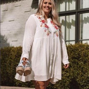 Andree by unit cream‎ tunic/dress with embroidery Johnny Was vibes NEW